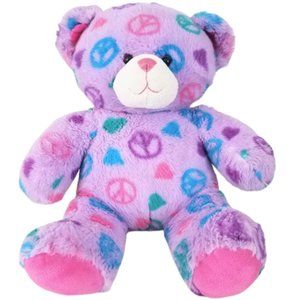 BUILD-A-BEAR WORKSHOP Lavender Purple Pink Peace Sign Teddy Bear 15" Plush 2011